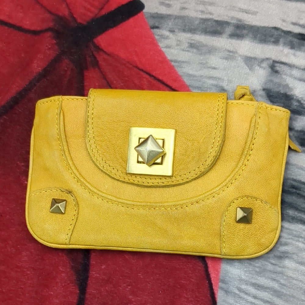 Topshop Yellow Leather Clutch
